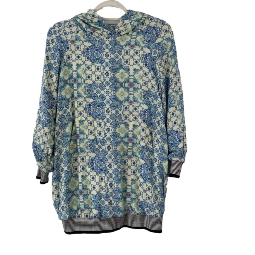 HILARY MacMillan size XS tunic length lined hooded shirt ribbed cuffs and hips - Picture 2 of 12